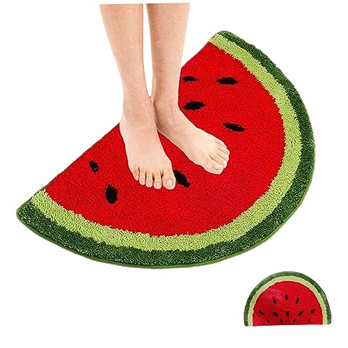 SMELEYOU Wassermelon Teppich 15.75 x 23,62 Zoll süße Wassermelon Fußmatte halb runde Wasserabsorption Bad Nonrut von SMELEYOU
