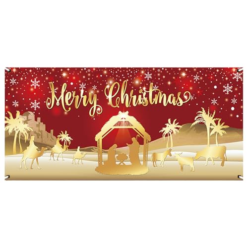 Weihnachts -Garagentür -Banner 7x16ft Krippe von SMELEYOU