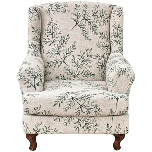 SMELEYOU Wingback Stuhl Slipcover Dehnungsflügel Rückenstuhlbedeckungen mit Armen Blatt bedrucktem Waschkessel Sessel Slipperdecke mit elastischen Boden für Wohnzimmer Schlafzimmer Hotel SMELEYOU Wingback Stuhl Slipcover Dehnungsflügel Rückenstuhlbedeckungen mit Armen Blatt bedrucktem Waschkessel Sessel Slipperdecke mit elastischen Boden für Wohnzimmer Schlafzimmer Hotel von SMELEYOU