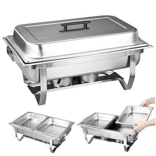 Scheuchendeschale Edelstahl -Schurke mit 2 separaten Pfanne Design großer Kapazitätsgerichte Set -Catering oder Kühler mit Wasserpfanne für Buffets Catering -Partys von SMELEYOU