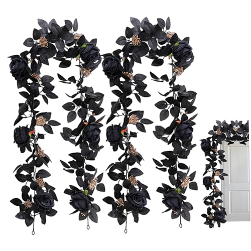 Schwarze Rose Garland 2PCS 68.9 Lange Halloween Künstliche Blumen Girlande hängende falsche Rosenrebe für Innenhälfte im Freien Halloween Dekorationen Schwarze Rose Garland 2PCS 68.9 Lange Halloween Künstliche Blumen Girlande hängende falsche Rosenrebe für Innenhälfte im Freien Halloween Dekorationen von SMELEYOU