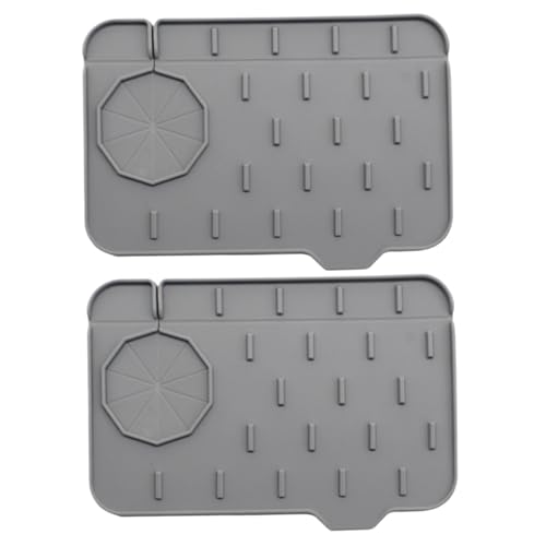 Sink Matte 2pcs doppelseitiger Silikon-Wasserhahnwache und Entlassungsmatte mit Tilt Bottom DIY Trimmable Faltable schnell trocken von SMELEYOU