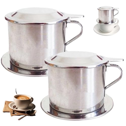 Vietnamesischer Kaffee Dripper 2pcs Set Edelstahl Kaffee Tropfer Set Beinhaltet Deckelschalenfilter Vietnamesische Kaffeemaschine mit Griff Slow Tropf Kaffeemaschine von SMELEYOU