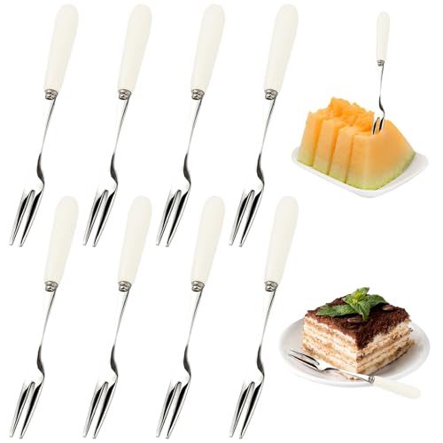 Vorspeisegabeln 8pcs Obstgabel 5.7 '' Cocktailgabeln Edelstahl Dessert mit Keramikgriff Mini für Vorspeisen für Party Bankett Cocktail von SMELEYOU