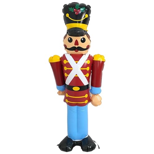 Weihnachten Schlauchboote 3, 5 Fuß Nussknacker Weihnachtsdekoration PVC Cartoon Nutcracker mit 2 versteckten Luftlöchern Dekorationen für Urlaub Party Innenräume im Freien im Freien Rasendekoration von SMELEYOU