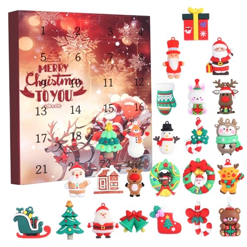 Weihnachtsab Adventskalender 24-tägige Mystery Box Weihnachts-Countdown-Kalender mit niedlichen Squeeze-Zappel-Spielzeugen Überraschung für Kinder Freunde Kollegen von SMELEYOU