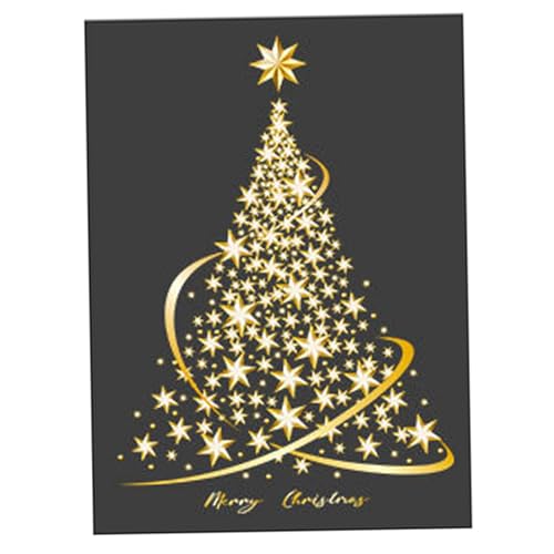 Weihnachtsdeko Fenster Weihnachts Fensterbilder klammert goldene PVC Weihnachtsbaumfenster Aufkleber 31x22 Zoll wiederverwendbares DIY statische Wandbild für Heim eines Hauses Fenster Glasscheiben von SMELEYOU