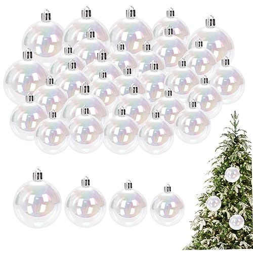 Weihnachtskugeln Christbaumkugeln Schillernde Ornamente Bälle klare Weihnachtsbaubles Weihnachtsbällchen 30pcs 1.2/1,6/2/2.4in bruchsicher von SMELEYOU