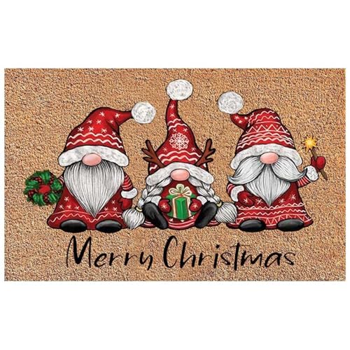 Weihnachtstürmatte 24x16 Zoll Nicht Schlupf Frohe Weihnachten Gnom Tür Matte Waschbar Weihnachts Willkommensmatte Eingangsenteppich nicht aushudeln für Weihnachtsdekorationen Home Küchenwerkzeuge T von SMELEYOU