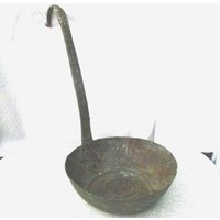 Alte Antike Primitive Kupfer Gefäß Pfanne Mit Langem Griff von SMELLOFVINTAGETOOLS