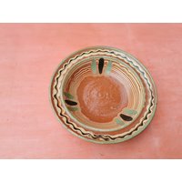 Alte Antike Primitive Redware Keramik Glasierte Tasse Schüssel Teller Handgemacht von SMELLOFVINTAGETOOLS