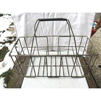 Vintage Metall Draht Korb Griff Für 10 Bier Flaschen Original von SMELLOFVINTAGETOOLS