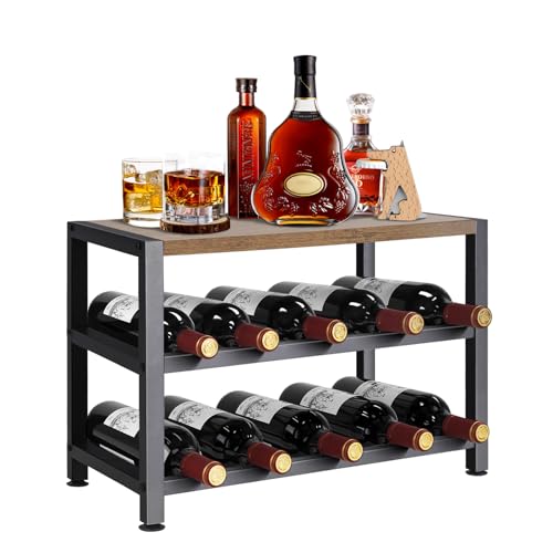 SMFANLIN Tischplatte Weinregal für 10 Flaschen, 2-Stufiger Weinregal Stapelbar aus Metall und Holz, Stabiles Flaschenregal für Küche, Bar, Esszimmer, Wohnzimmer SMFANLIN Tischplatte Weinregal für 10 Flaschen, 2-Stufiger Weinregal Stapelbar aus Metall und Holz, Stabiles Flaschenregal für Küche, Bar, Esszimmer, Wohnzimmer von SMFANLIN
