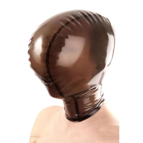 SMGZC Latex Kopfmaske Transparent schwarz Latex Haube Maskieren Latex Masken Kopfhaube GesichtMasken Für Cosplay Party Vereinskleidung (XL) von SMGZC