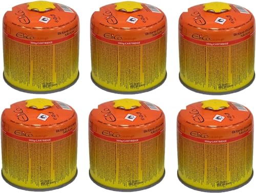 6x 300g Elico Schraubkartusche Universalgewinde 7/16 Gaskartuschen Ventilkartusche EN 417 Gewinde Ventil Bunsenbrenner Butan Propan Mix Campingkocher Gaskocher Gasheizung Lötbrenner von SMH LINE