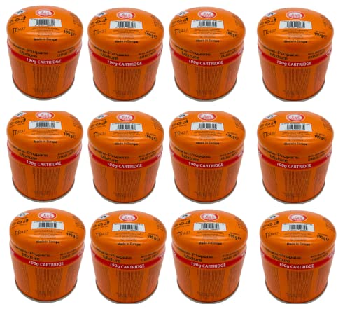 SMH LINE® 12x 190g Butan Stechkartusche Universal Gaskartuschen mit Sicherheitsventil Bunsenbrenner Gas Propan Mix Campingkocher Gaskocher Gasheizung Lötbrenner Gas-Stop-System von SMH LINE