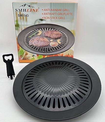 SMH LINE® Grillplatte für Gaskocher mit integrierter Tropfschale Antihaftbeschichtete Grillfläche Grillaufsatz BBQ von SMH LINE
