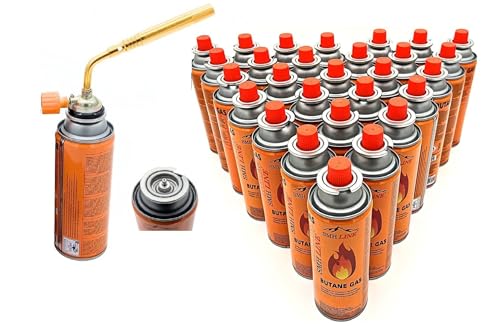 SMHLINE® Gasbrenner inkl. 8x Gaskartuschen 227g Lötlampe Allzweckbrenner Bunsenbrenner 1371°C Lötbrenner 1760W Flambiergerät Unkraut Abflamgerät Schweißbrenner (Brenner mit 8x gas) von SMH LINE