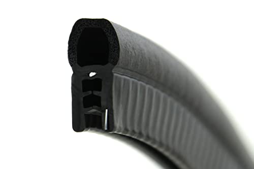 DO18 Dichtungsprofil von SMI-Kantenschutzprofi mit Dichtung oben - Klemmbereich 1,5-3 mm - Klemmprofil und Dichtung aus EPDM Moosgummi - einfache Montage, selbstklemmend ohne Kleber (5 m) von SMI