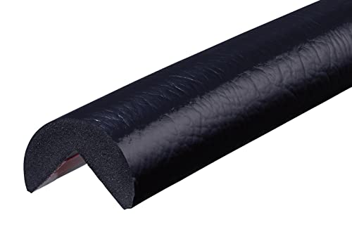ES4-FR-S Eckschutzprofil von SMI-Kantenschutzprofi aus recyclebarem Polyurethan mit mehrfach versetzbarer Klebefläche zur Montage Innen und Außen - Schwarz - Stoßschutz, Warnprofil, Schutzprofil (1 m) von SMI