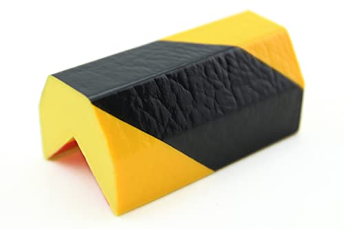 ES6-GS Eckschutzprofil von SMI-Kantenschutzprofi aus recyclebarem Polyurethan mit Klebefläche zur dauerhaften Montage Innen/Außen - Gelb/Schwarz - Stoßschutz Warnprofil Schutzprofil PU-Schaum (5 m) von SMI