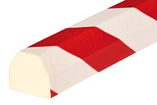 FS4-RW Flächenschutzprofil von SMI-Kantenschutzprofi aus recyclebarem Polyurethan mit Klebefläche zur dauerhaften Montage Innen/Außen - Rot/Weiß - Stoßschutz Warnprofil Schutzprofil PU-Schaum (1 m) von SMI
