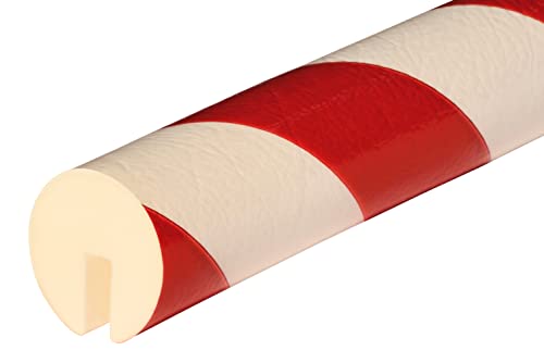 KAS1-RW Kantenschutzprofil von SMI-Kantenschutzprofi aus recyclebarem Polyurethanschaum für Innen- und Außeneinsatz geeignet - Rot/Weiß - Stoßschutz Warnprofil Schutzprofil PU-Schaum Rammschutz (1 m) von SMI