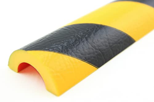 ROS1-GS Rohrschutzprofil von SMI-Kantenschutzprofi aus recyclebarem Polyurethan mit Klebefläche zur dauerhaften Montage Innen und Außen - Gelb/Schwarz - Stoßschutz, Warnprofil, Schutzprofil (1 m) von SMI