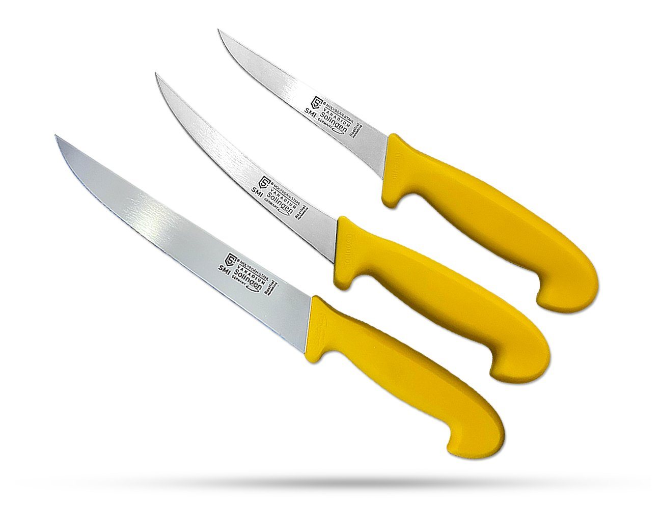 SMI Kochmesser 3-tlg Küchenmesser set Solingen Metzgermesser 5+6 zoll Ausbeinmesser von SMI
