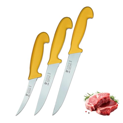 SMI Solingen 3 Stück Küchenmesser Set Ausbeinmesser Metzgermesser Kochmesser Fleischermesser Edelstahl Schlachtermesser - Made in Germany von SMI