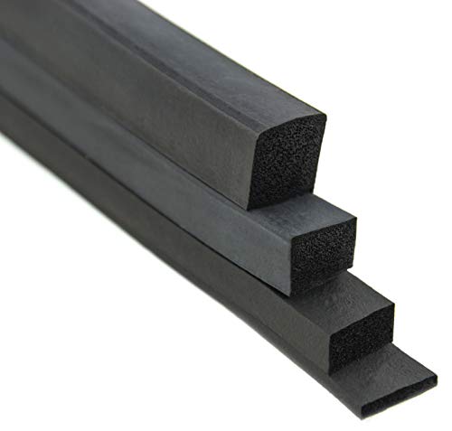 VKP10x20 Vierkantprofil von SMI-Kantenschutzprofi in Schwarz aus EPDM Moosgummi - Moosgummidichtung - Maße: 10x20 mm (1 m) von SMI