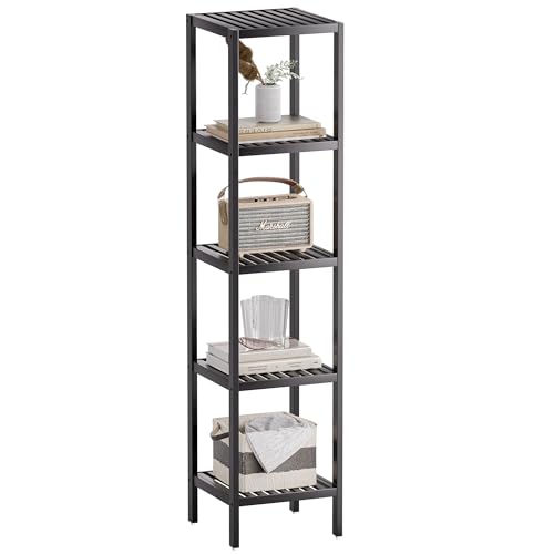 SMIBUY Badezimmer-Aufbewahrungsregal, 5 Ebenen, Bambusregal, Organizer, multifunktionales Regal für Wohnzimmer, Schlafzimmer, Küche (Schwarz) von SMIBUY