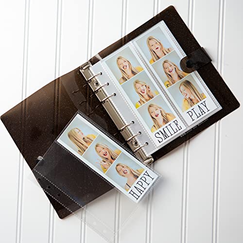 Photo Booth Fotoalbum – 6 Ringe Glitzer Notizbuch Glitzer Ordner mit 20 5 x 15 cm Fotohüllen – passend für 80 Einschubstreifen (5 x 15 cm, dunkle Schokolade) von SMILE&WAVE