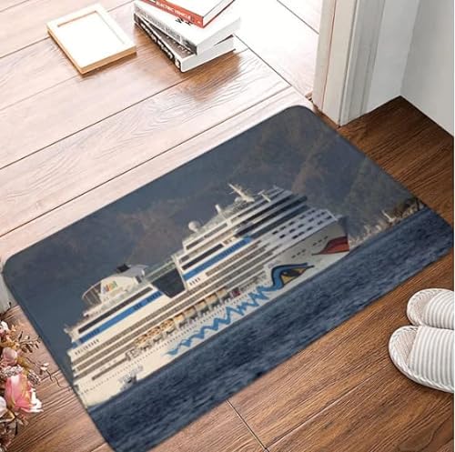 Aida Stella Cruise Ship Leaving Marmaris Fußmatte, Teppich, Fußmatte, Badematte, rutschfest, Toilette, Balkon, Salon, saugfähiger Staub von SMILEFUN