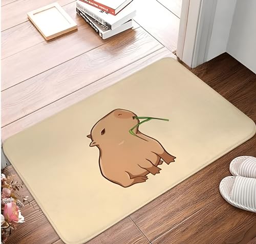 SMILEFUN Capybara with A Leaf Fußmatte Teppichmatte Anti-Rutsch Eat Your Greens! Fußmatte Waschbar Eingang Küche Schlafzimmer Balkon von SMILEFUN