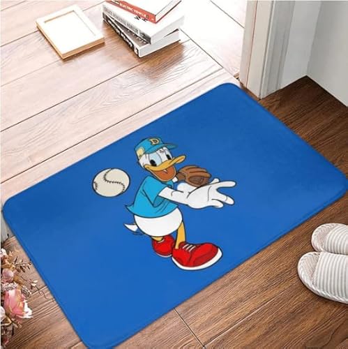 Duck Playing Baseball,,Donald Illustration Fußmatte Teppich Teppichmatte Fußpolster Badematte rutschfeste Toilette Balkon Salon Wasserdicht von SMILEFUN