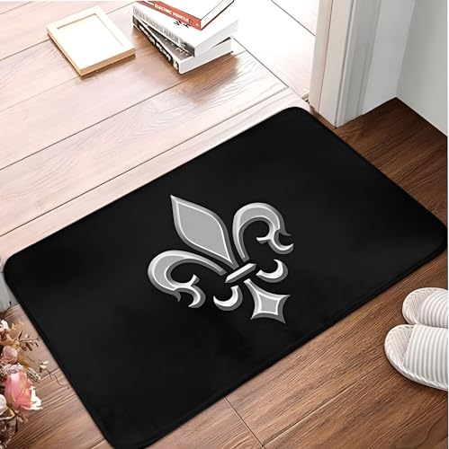 SMILEFUN Platin Fleur-De-Lis Fußmatte Teppichmatte Teppich Polyester rutschfeste Bodendekoration Bad Badezimmer Küche Schlafzimmer 40 * 60 von SMILEFUN