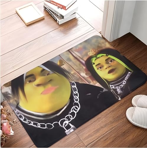 SMILEFUN Eboy Shrek und Egirl Fiona Fußmatte Teppich Teppichmatte Fußmatte Badematte Rutschfester Eingang Küche Schlafzimmer Saugfähige Staubentfernung 40 * 60 cm von SMILEFUN