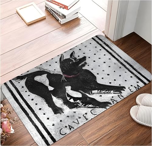 SMILEFUN Hund Pompeji lateinisches Mosaik Fußmatte Teppichmatte Teppich Polyester rutschfest Bodendekor Bad Badezimmer Küche Wohnzimmer waschbar von SMILEFUN
