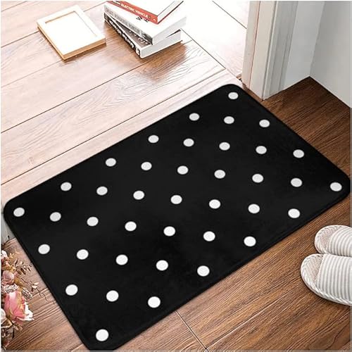 SMILEFUN Polka Dots Schwarz-Weiß-Fußmatte, Teppich, Teppich, Polyester, rutschfest, Bodendekoration, Bad, Badezimmer, Küche, Schlafzimmer, Dekontamination von SMILEFUN