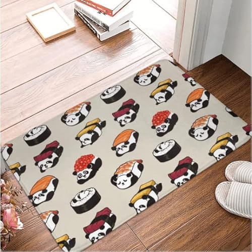 Sushi Panda Fußmatte Teppichmatte Teppich Polyester rutschfeste Bodendekoration Bad Badezimmer Küche Wohnzimmer 40 * 60 von SMILEFUN