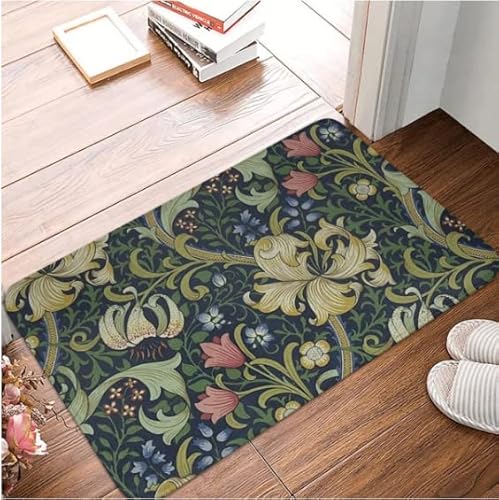 William Morris Golden Lily Fußmatte Teppichmatte Teppich Polyester rutschfest Bodendekor Bad Badezimmer Küche Schlafzimmer 40x60 von SMILEFUN
