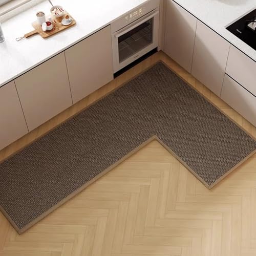 L-förmige Küchenmatte, rutschfeste Eck-Küchenmatten für den Boden, 1 Stück, L-förmiger Teppich, saugfähiger Läufer vor der Spüle, waschbare Bodenteppiche für Zuhause, Küche, Büro (schwarz/braun, links L-förmige Küchenmatte, rutschfeste Eck-Küchenmatten für den Boden, 1 Stück, L-förmiger Teppich, saugfähiger Läufer vor der Spüle, waschbare Bodenteppiche für Zuhause, Küche, Büro (schwarz/braun, links von SMILEGIF