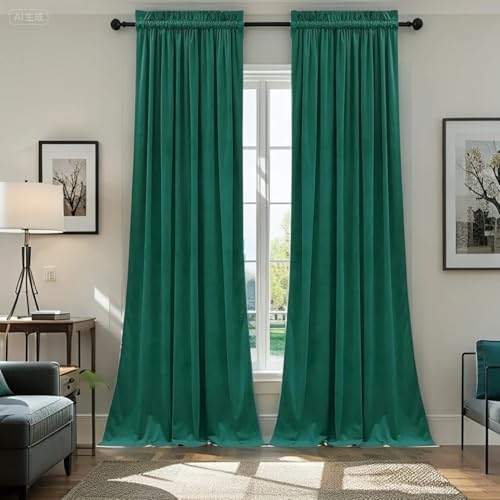 SMILETIME Samtvorhänge mit Stangentasche, 160 cm lang, superweich, Privatsphäre, geräuschreduzierend, lichtfilternd, Samtvorhänge für Wohnzimmer, Schlafzimmer, 132 x 160 cm, Smaragdgrün SMILETIME Samtvorhänge mit Stangentasche, 160 cm lang, superweich, Privatsphäre, geräuschreduzierend, lichtfilternd, Samtvorhänge für Wohnzimmer, Schlafzimmer, 132 x 160 cm, Smaragdgrün von SMILETIME
