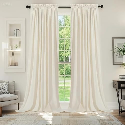 SMILETIME Samtvorhänge mit Stangentasche, superweich, Privatsphäre, geräuschreduzierend, lichtfilternd, für Wohnzimmer, Schlafzimmer, 2 Paneele, 132 x 274 cm, Elfenbeinweiß SMILETIME Samtvorhänge mit Stangentasche, superweich, Privatsphäre, geräuschreduzierend, lichtfilternd, für Wohnzimmer, Schlafzimmer, 2 Paneele, 132 x 274 cm, Elfenbeinweiß von SMILETIME