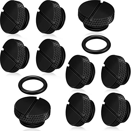 10 Pieces Black G 1/4 Inch Plug Fitting with O- Ring Water Stop Plug for Computer Water Cooling System 10 Pieces Black G 1/4 Inch Plug Fitting with O- Ring Water Stop Plug for Computer Water Cooling System von SMIRLY