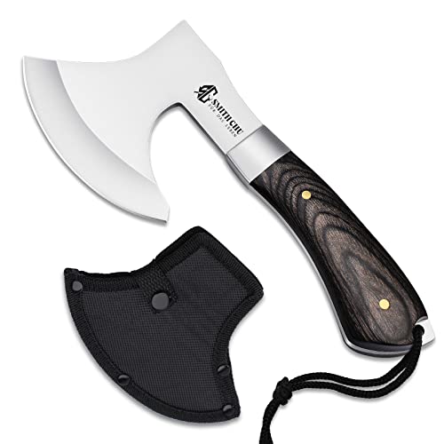 SMITH CHU Campingaxt Freizeitbeil Universalaxt Spaltaxt Handbeil Survivalaxt Ganzstahlbeil Outdooraxt Waldaxt aus rostfreier Stahl mit Etui scharf Jagd Abenteuer Holzspaltung langlebig Werkzeug 23cm von SMITH CHU