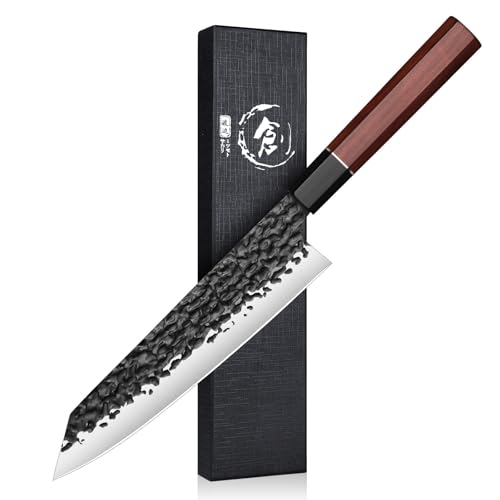 SMITH CHU Japanisches Küchenmesser Profi – 36cm Kiritsuke, Chefmesser mit Hammerschlag-Finish, Scharfe Kochmesser, Japan Messer für Fleisch, Fisch & Gemüse, Hochwertiges Küchenmesser in Geschenkbox von SMITH CHU