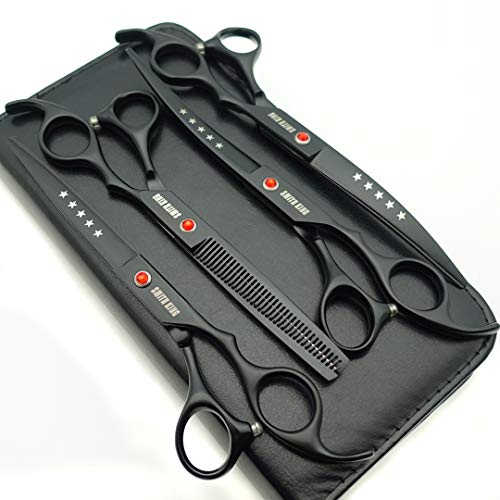 7.0 Zoll Hundepflege Schere Set Hund gerade Schere Ausdünnungsschere & gebogene Schere 4Stk Set von Smith King