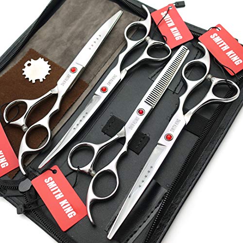 7 Zoll Hundepflege Schere Set Hund gerade Schere & Ausdünnungsschere & gebogene Schere 4Stk Set von Smith King
